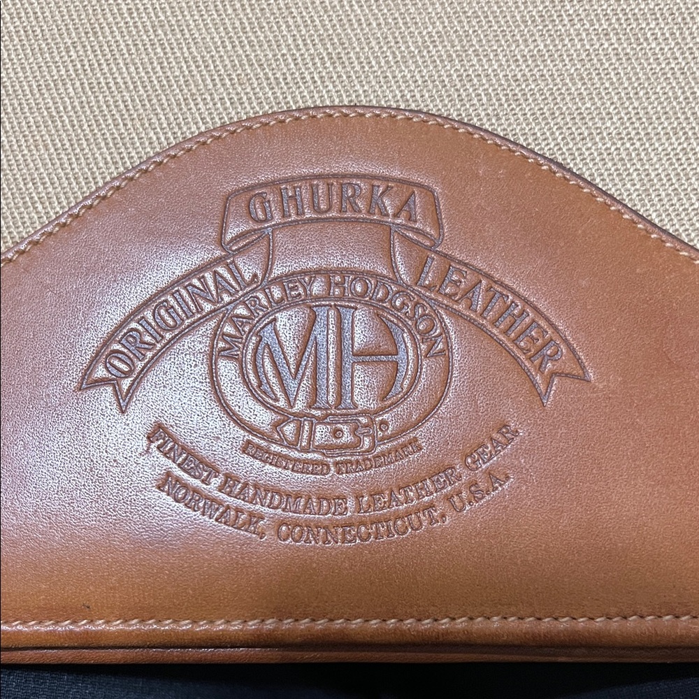 Vintage Ghurka Brown Leather/Canvas Padded Portfolio